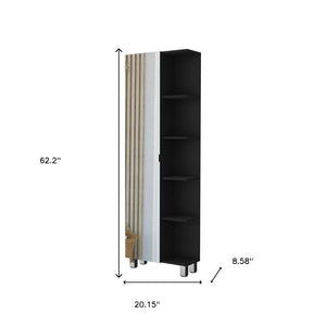 HomeRoots 20" Black Accent Cabinet - Modern Glam Storage with 9 Shelves for Stylish Home Organization 535011