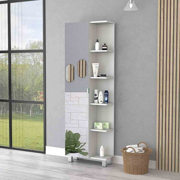 HomeRoots 62" White Wood Accent Cabinet – Sleek Storage Solution with Mirrored Finish for Modern Spaces 535012