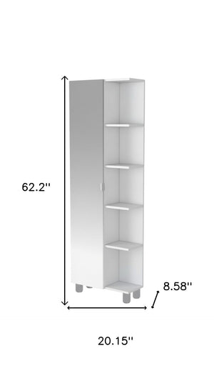 HomeRoots 62" White Wood Accent Cabinet – Sleek Storage Solution with Mirrored Finish for Modern Spaces 535012