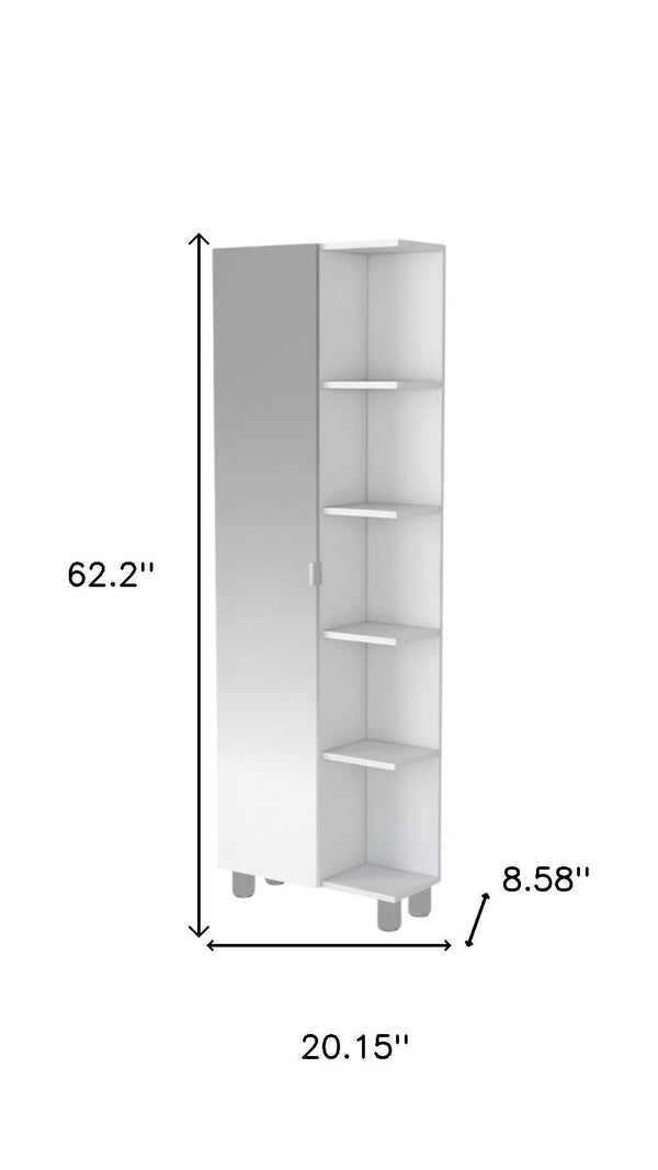 HomeRoots 62" White Wood Accent Cabinet – Sleek Storage Solution with Mirrored Finish for Modern Spaces 535012