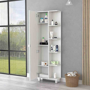 HomeRoots 62" White Wood Accent Cabinet – Sleek Storage Solution with Mirrored Finish for Modern Spaces 535012