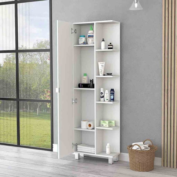 HomeRoots 62" White Wood Accent Cabinet – Sleek Storage Solution with Mirrored Finish for Modern Spaces 535012