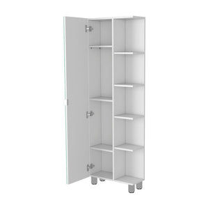 HomeRoots 62" White Wood Accent Cabinet – Sleek Storage Solution with Mirrored Finish for Modern Spaces 535012