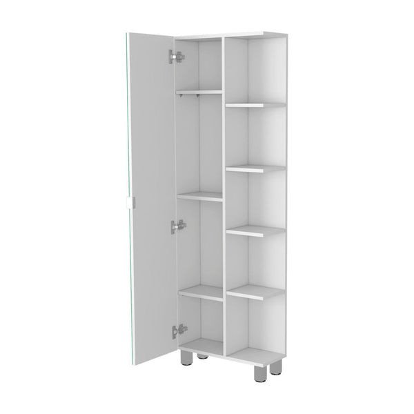 HomeRoots 62" White Wood Accent Cabinet – Sleek Storage Solution with Mirrored Finish for Modern Spaces 535012