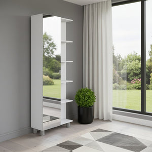 HomeRoots 62" White Wood Accent Cabinet – Sleek Storage Solution with Mirrored Finish for Modern Spaces 535012