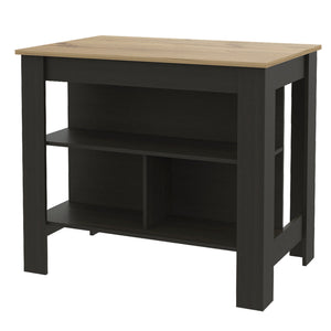 Homeroots Black And Oak 41" Kitchen Island With Storage  Manufactured Wood 535021