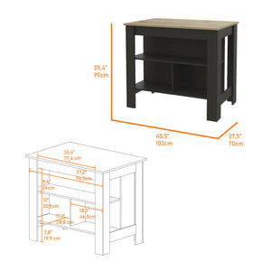 Homeroots Black And Oak 41" Kitchen Island With Storage  Manufactured Wood 535021