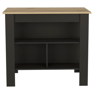 Homeroots Black And Oak 41" Kitchen Island With Storage  Manufactured Wood 535021