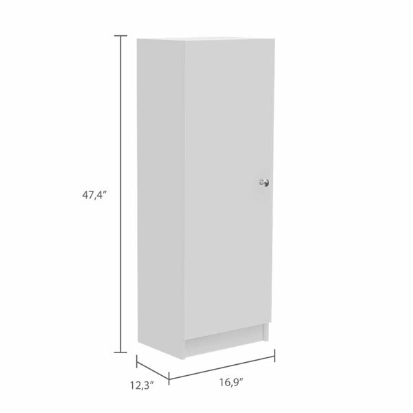 HomeRoots 47" Modern White Wood Pantry Closet - Stylish Storage Solution with 3 Shelves for Any Space! 535033