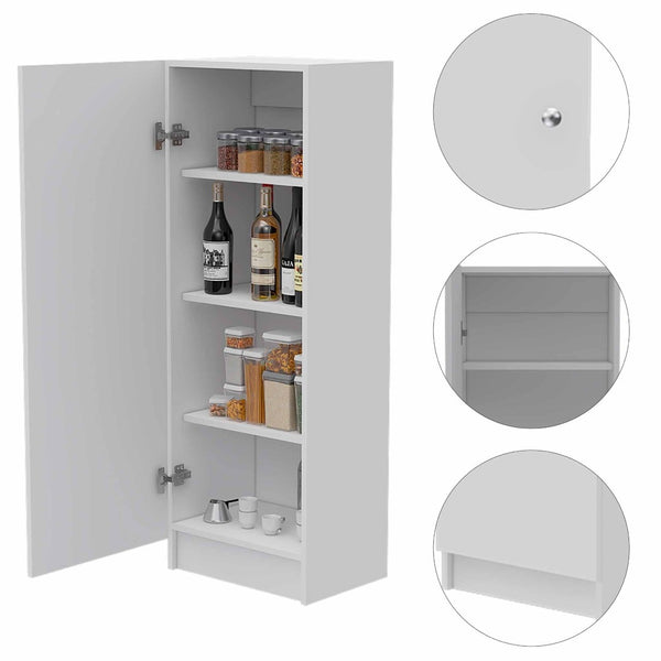 HomeRoots 47" Modern White Wood Pantry Closet - Stylish Storage Solution with 3 Shelves for Any Space! 535033