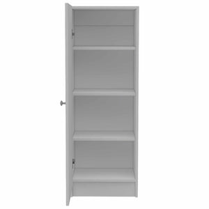 HomeRoots 47" Modern White Wood Pantry Closet - Stylish Storage Solution with 3 Shelves for Any Space! 535033