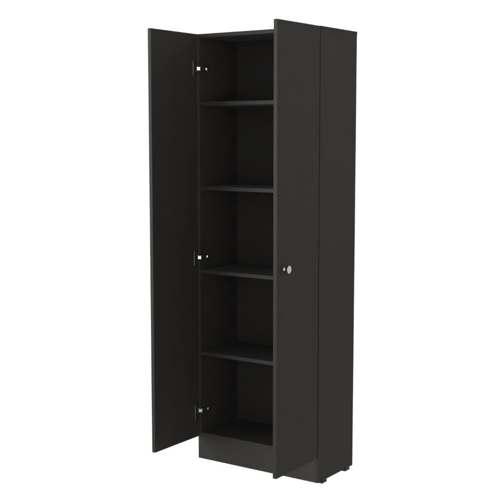 HomeRoots 71" Black Wood Pantry Cabinet – Stylish Space-Saving Storage with Adjustable Shelves for Any Room 535036