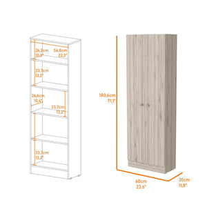 HomeRoots 71" Light Gray Wood Storage Cabinet – Stylish Vertical Pantry Organizer for Modern Spaces & Utility Rooms 535037