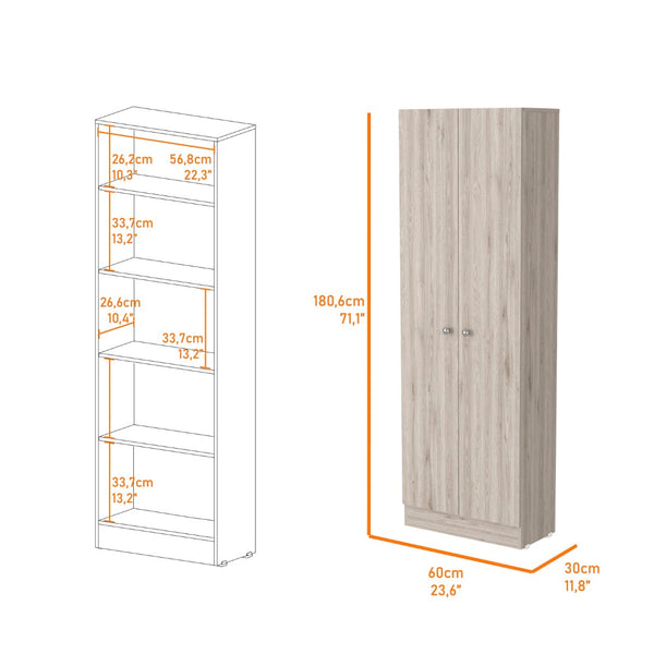 HomeRoots 71" Light Gray Wood Storage Cabinet – Stylish Vertical Pantry Organizer for Modern Spaces & Utility Rooms 535037