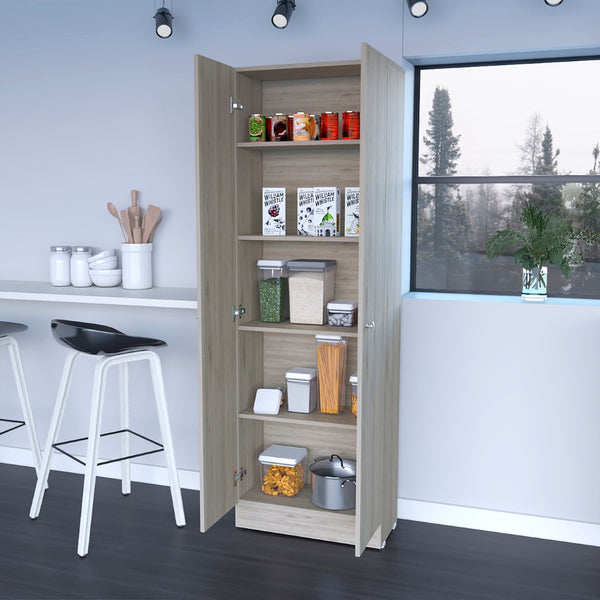 HomeRoots 71" Light Gray Wood Storage Cabinet – Stylish Vertical Pantry Organizer for Modern Spaces & Utility Rooms 535037