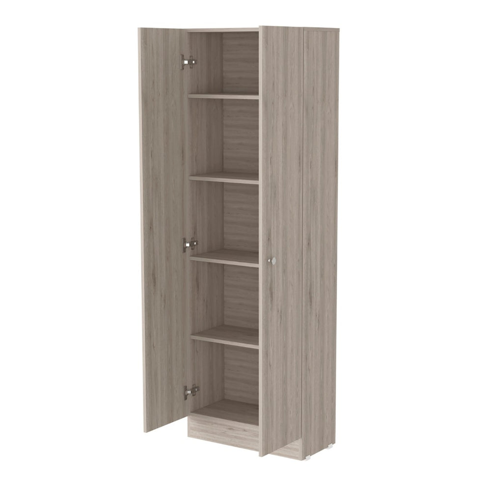 HomeRoots 71" Light Gray Wood Storage Cabinet – Stylish Vertical Pantry Organizer for Modern Spaces & Utility Rooms 535037