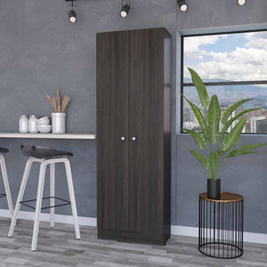 HomeRoots 71" Espresso Pantry Cabinet - Tall, Space-Saving Storage Solution for Modern Kitchens & Utility Rooms 535039