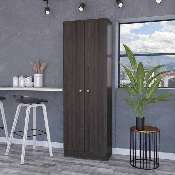 HomeRoots 71" Espresso Pantry Cabinet - Tall, Space-Saving Storage Solution for Modern Kitchens & Utility Rooms 535039