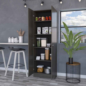 HomeRoots 71" Espresso Pantry Cabinet - Tall, Space-Saving Storage Solution for Modern Kitchens & Utility Rooms 535039