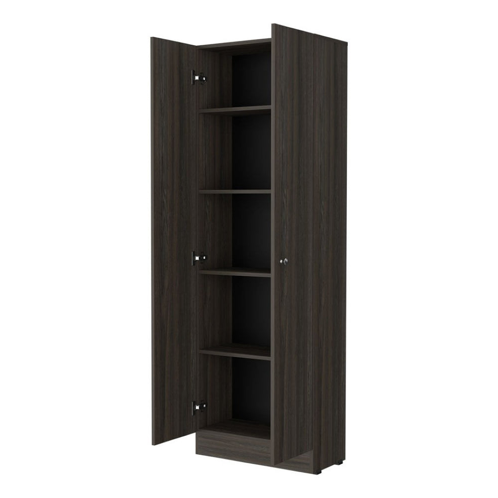 HomeRoots 71" Espresso Pantry Cabinet - Tall, Space-Saving Storage Solution for Modern Kitchens & Utility Rooms 535039