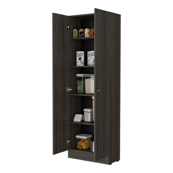 HomeRoots 71" Espresso Pantry Cabinet - Tall, Space-Saving Storage Solution for Modern Kitchens & Utility Rooms 535039