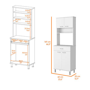 HomeRoots 67" White Wood Pantry Cabinet - Stylish Storage Solution for Kitchen, Laundry, or Entryway Spaces 535042