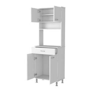 HomeRoots 67" White Wood Pantry Cabinet - Stylish Storage Solution for Kitchen, Laundry, or Entryway Spaces 535042