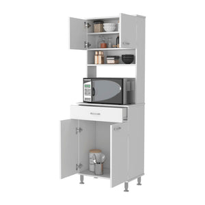 HomeRoots 67" White Wood Pantry Cabinet - Stylish Storage Solution for Kitchen, Laundry, or Entryway Spaces 535042