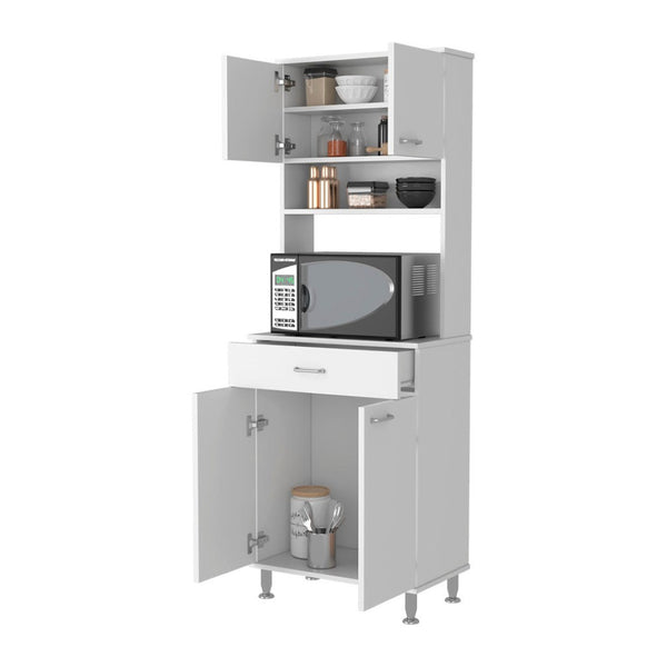 HomeRoots 67" White Wood Pantry Cabinet - Stylish Storage Solution for Kitchen, Laundry, or Entryway Spaces 535042
