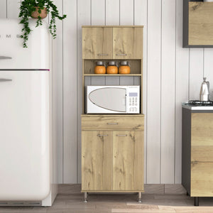 HomeRoots 67" Modern Oak Pantry Cabinet with Adjustable Shelves – Stylish Storage Solution for Any Space 535043