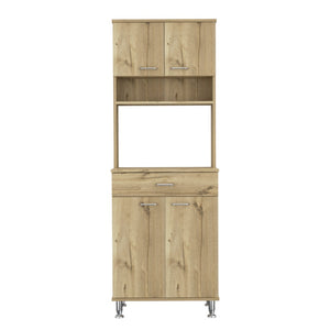 HomeRoots 67" Modern Oak Pantry Cabinet with Adjustable Shelves – Stylish Storage Solution for Any Space 535043