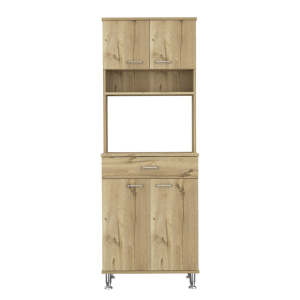 HomeRoots 67" Modern Oak Pantry Cabinet with Adjustable Shelves – Stylish Storage Solution for Any Space 535043