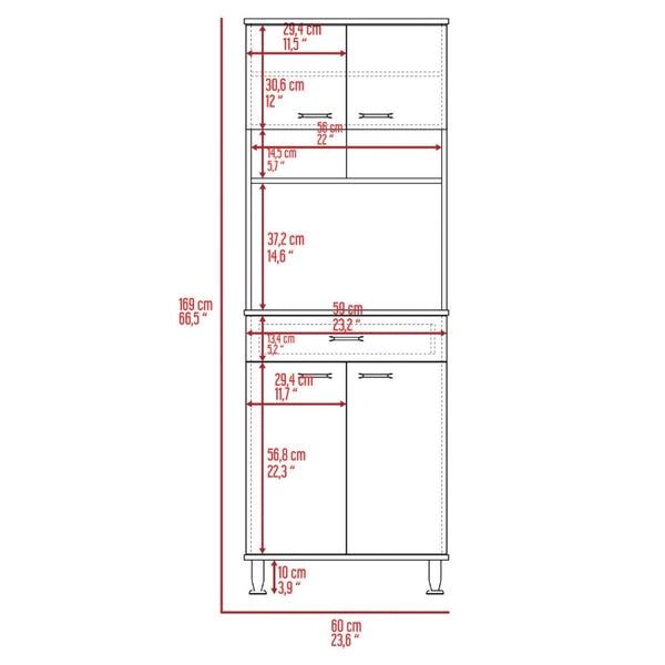HomeRoots 67" Modern Oak Pantry Cabinet with Adjustable Shelves – Stylish Storage Solution for Any Space 535043