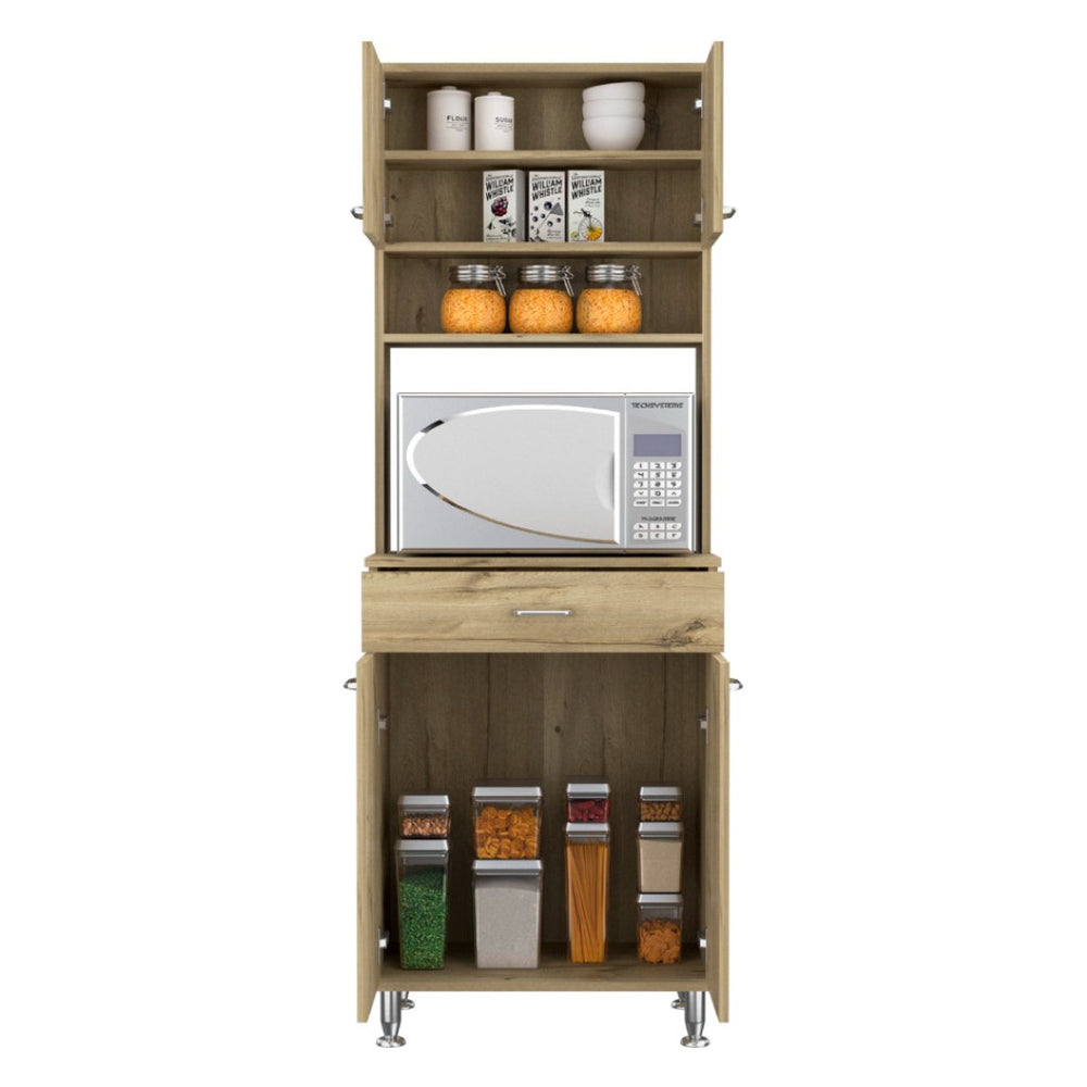 HomeRoots 67" Modern Oak Pantry Cabinet with Adjustable Shelves – Stylish Storage Solution for Any Space 535043