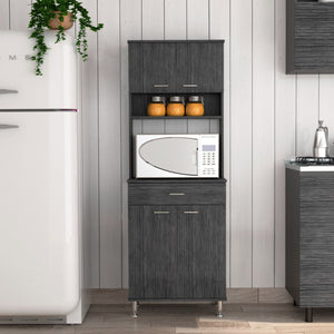 HomeRoots 67" Contemporary Dark Gray Storage Closet - Sleek, Durable Pantry Organizer with Adjustable Shelves 535044