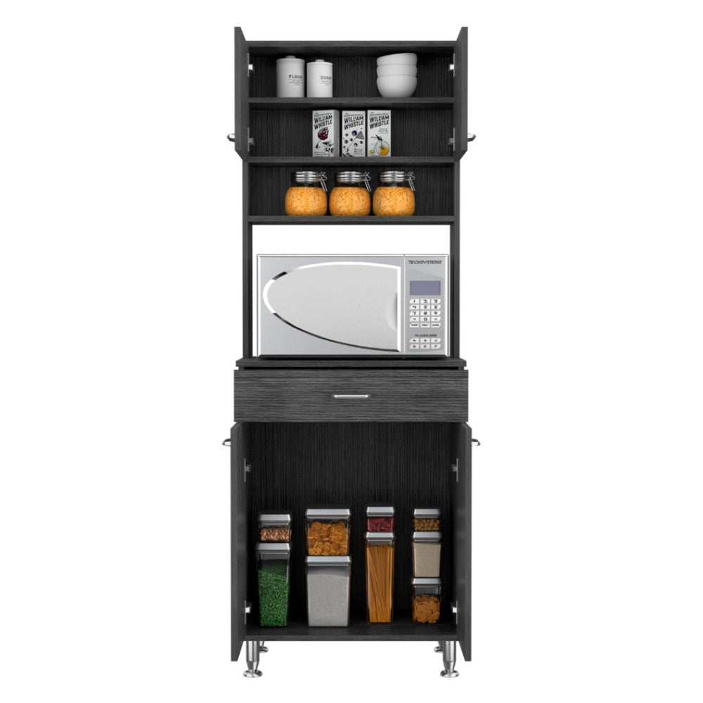 HomeRoots 67" Contemporary Dark Gray Storage Closet - Sleek, Durable Pantry Organizer with Adjustable Shelves 535044