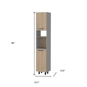 HomeRoots 82" Gray Wood Pantry Cabinet - Tall, Slim Storage Solution for Kitchen & Laundry Room Organization 535045