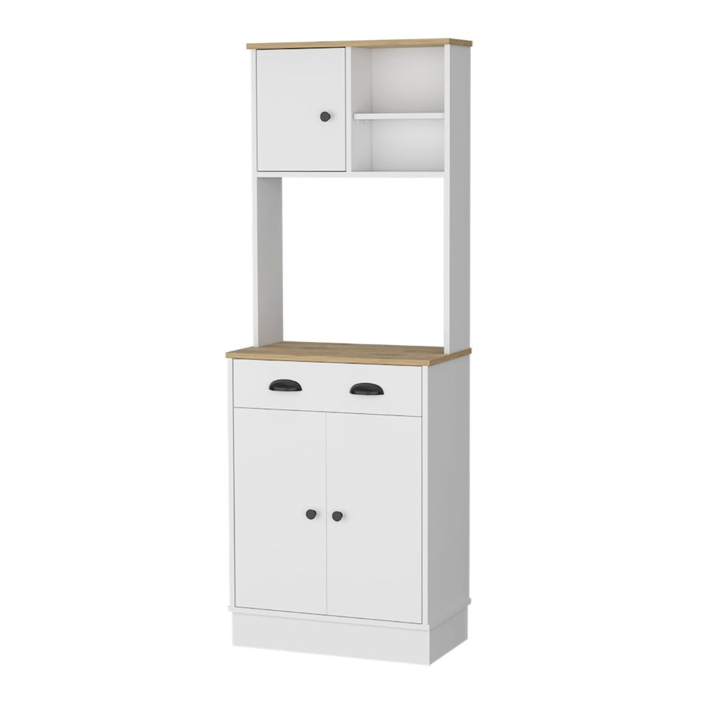 HomeRoots 67" White Wood Pantry Cabinet – Modern Freestanding Storage Solution for Kitchens & Organizing Spaces 535046