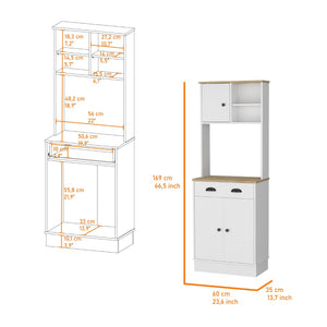 HomeRoots 67" White Wood Pantry Cabinet – Modern Freestanding Storage Solution for Kitchens & Organizing Spaces 535046
