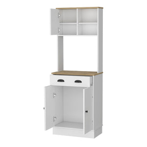 HomeRoots 67" White Wood Pantry Cabinet – Modern Freestanding Storage Solution for Kitchens & Organizing Spaces 535046