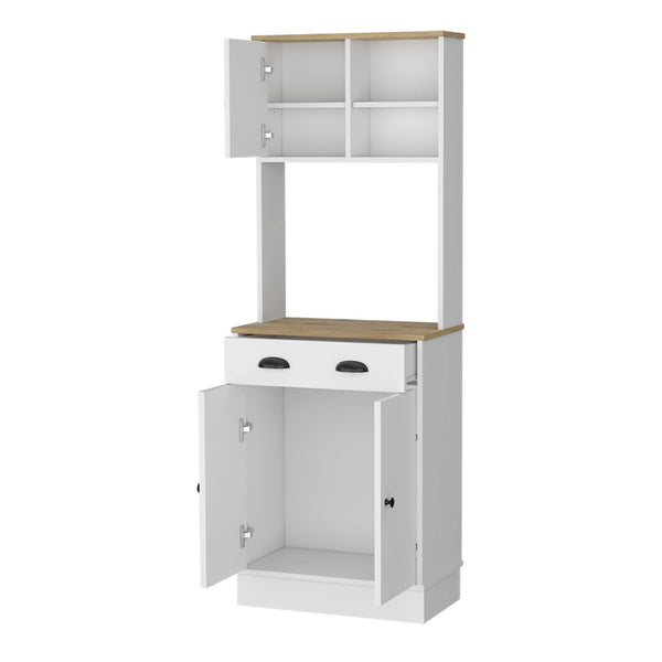 HomeRoots 67" White Wood Pantry Cabinet – Modern Freestanding Storage Solution for Kitchens & Organizing Spaces 535046