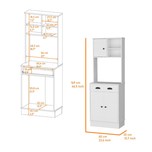 HomeRoots 67" White Wood Pantry Cabinet – Sleek Storage Solution with 3 Shelves for Kitchen, Laundry & More! 535047