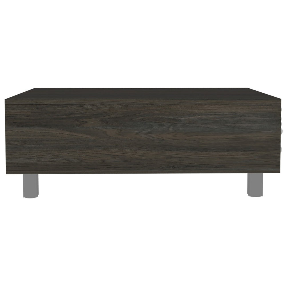 HomeRoots 32" Modern Espresso Lift-Top Coffee Table with Hidden Storage & Stylish Stainless Steel Base 535048