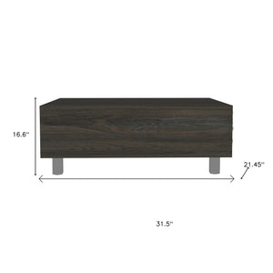 HomeRoots 32" Modern Espresso Lift-Top Coffee Table with Hidden Storage & Stylish Stainless Steel Base 535048