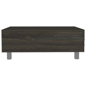 HomeRoots 32" Modern Espresso Lift-Top Coffee Table with Hidden Storage & Stylish Stainless Steel Base 535048