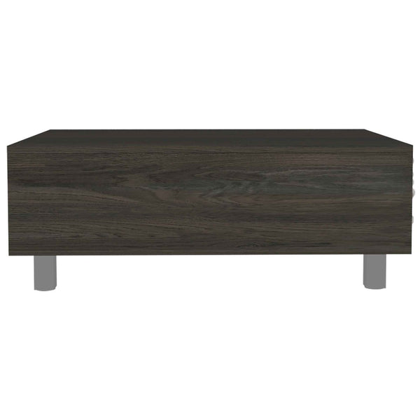 HomeRoots 32" Modern Espresso Lift-Top Coffee Table with Hidden Storage & Stylish Stainless Steel Base 535048