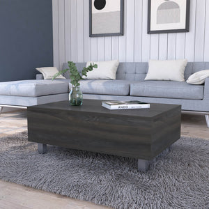 HomeRoots 32" Modern Espresso Lift-Top Coffee Table with Hidden Storage & Stylish Stainless Steel Base 535048