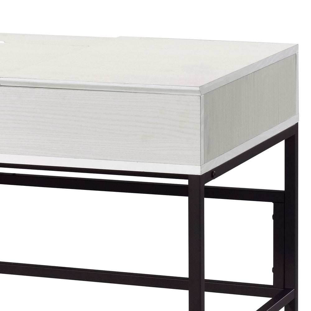 English Elm Natural Writing Desk with USB Port and Single Drawer, 42" Wide Rustic Black-Natural Office Haven B062P209216