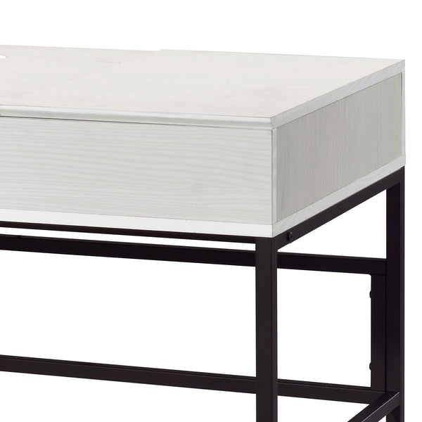 English Elm Natural Writing Desk with USB Port and Single Drawer, 42" Wide Rustic Black-Natural Office Haven B062P209216