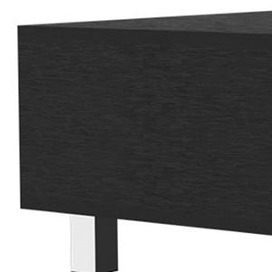 HomeRoots 32" Modern Lift-Top Coffee Table with Black Wood & Silver Stainless Steel - Stylish Storage Solution! 535049